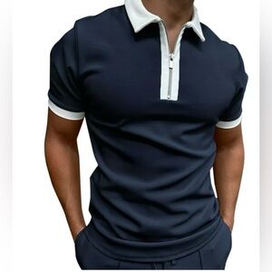NEWVAY-Classic Navy Polo Shirt with White Trim